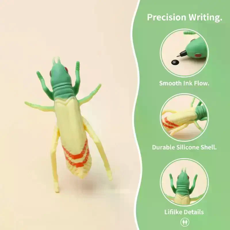 

2Pcs Creative Faux Locust Ballpoint Pens, Random Color Silicone Shell Writing Signature Pen for Students and Children