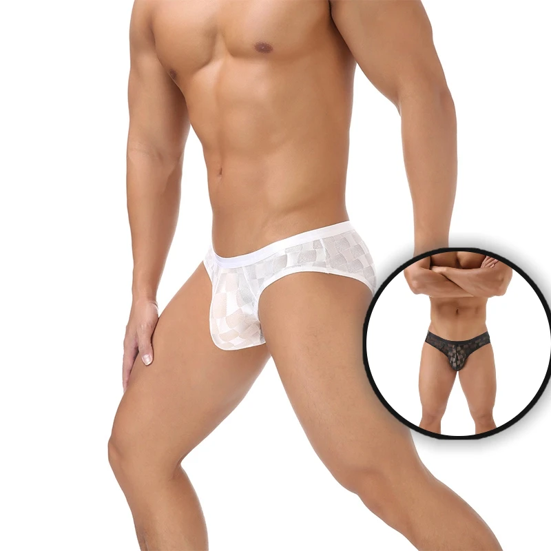 

New Mesh Mini Boxers Man Panties Sexy Men Underwear Boxer Shorts Transparent Comfort Underpants See-through Checkered Pattern