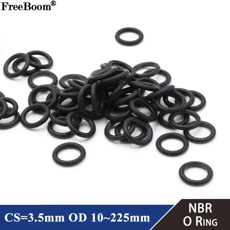 10pcs NBR O Ring Seal Gasket Thickness CS 3.5mm OD 10~225mm Nitrile Butadiene Rubber Spacer Oil Resistance Washer Round Shape