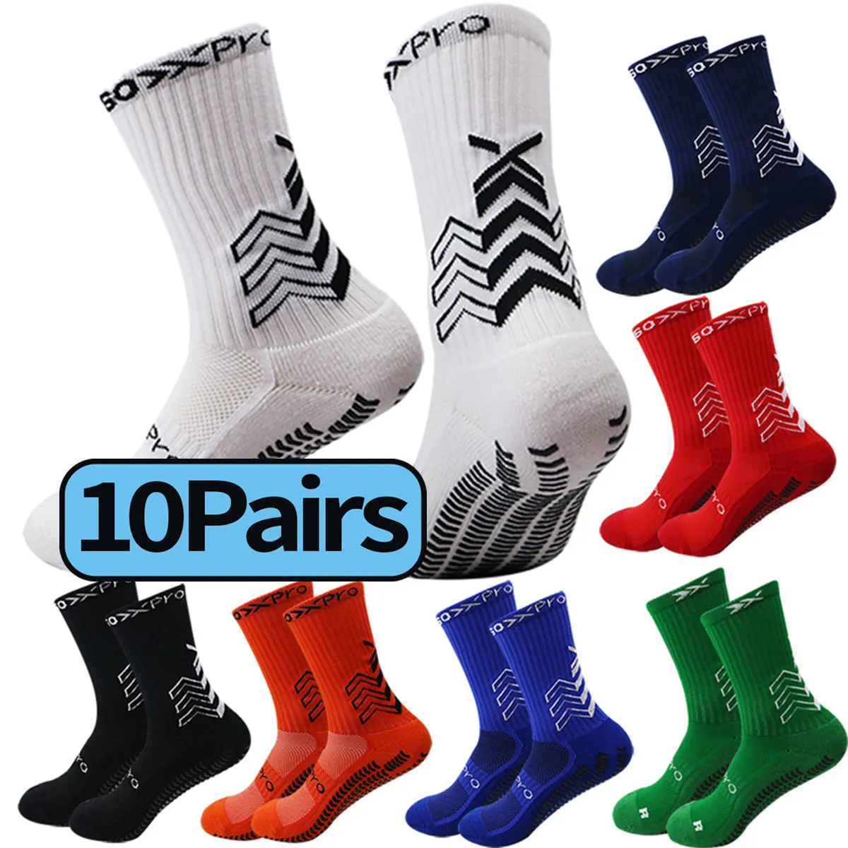 10 pairs/piece/2024 new anti slip design football socks, mid calf anti slip football sports men\'s socks