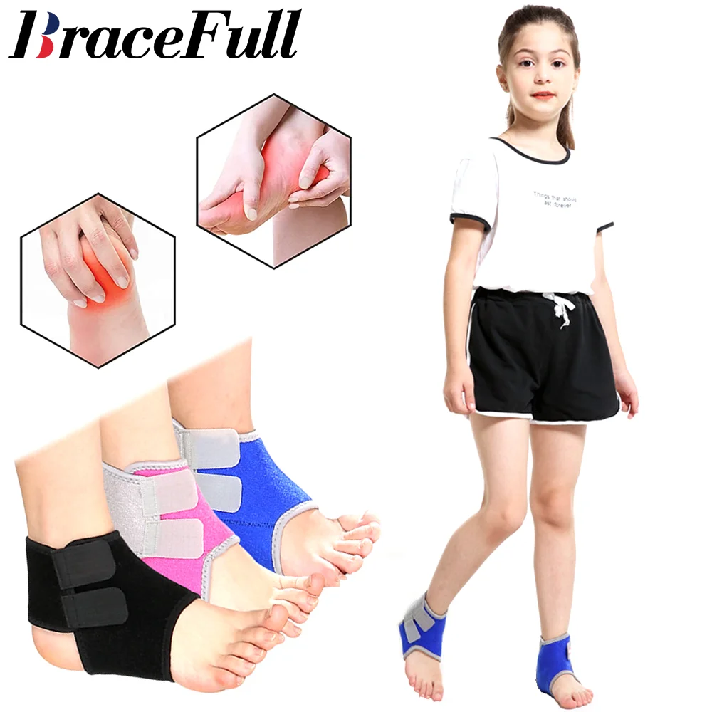 1Pair Kids Ankle Brace Foot Support Wrap Child Tendon Compression Protect Youth Sports Dance Arch Lace Up Sprain Joint Pain