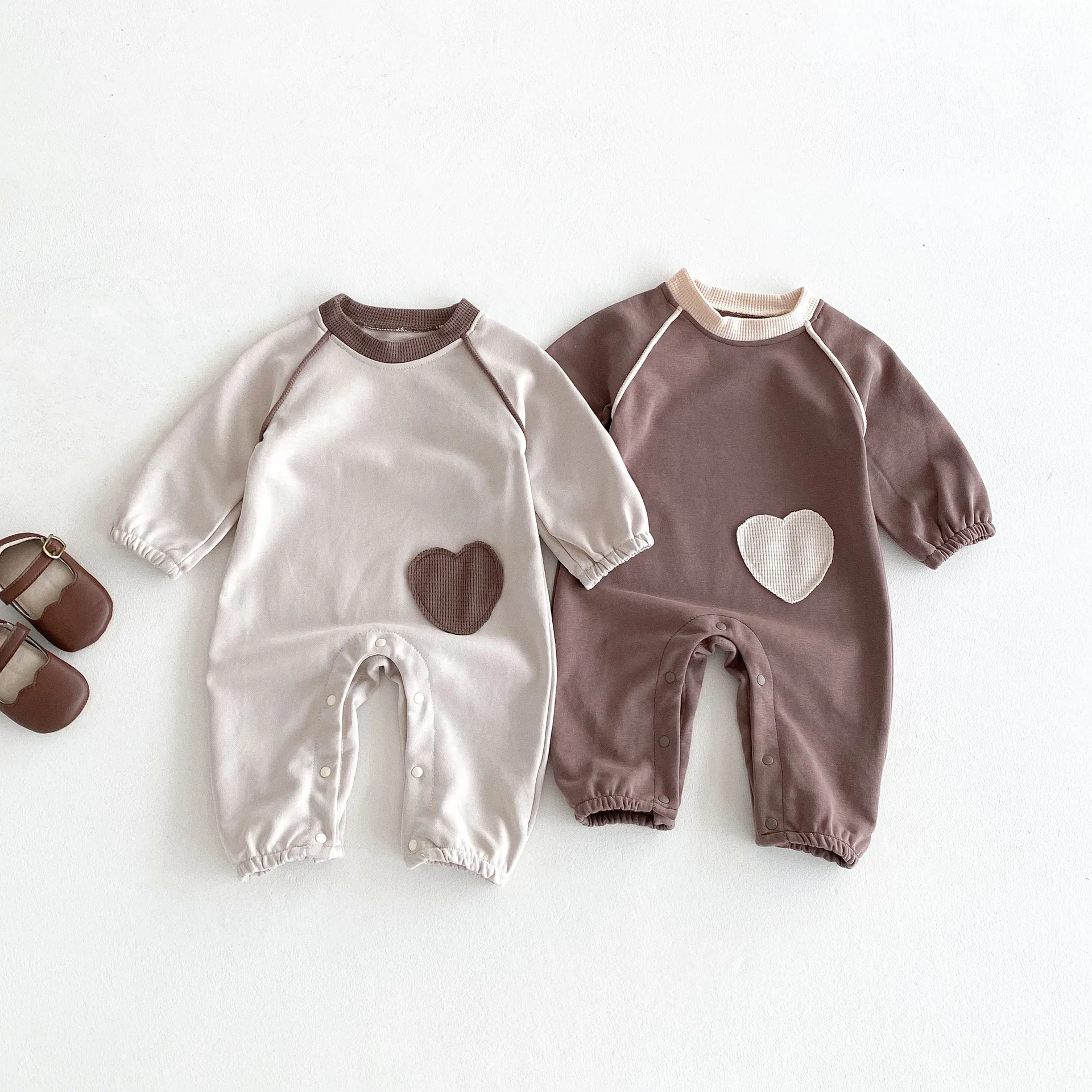 

Baby Jumpsuit 2025 Autumn Korean Cute Patch Romper Baby Boy's One Piece Clothes Long Sleeve Climbing Clothes