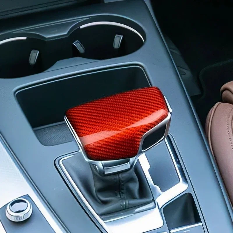 For Audi A4 B9 A5 B9 Q7 4M Q5 FY RHD LHD Real Hard Dry Carbon Fiber 2016-2018 Interior Cover Gear Shift Knob Sticker Auto Trim