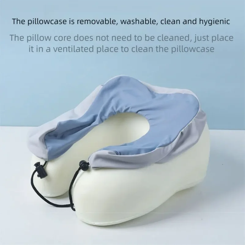 Memory Foam U-shaped Travel Neck Pillow Slow Rebound Neck Support Cushion Portable Comfort Pain Relief Sleeping Pillow with Stor