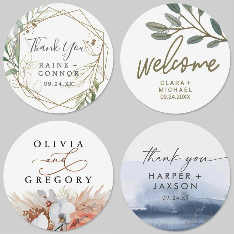 3/4/5/6/7cm Custom Sticker and Customized Logos Wedding Birthday Baptism Stickers Design Your Own Stickers Personalize Stickers