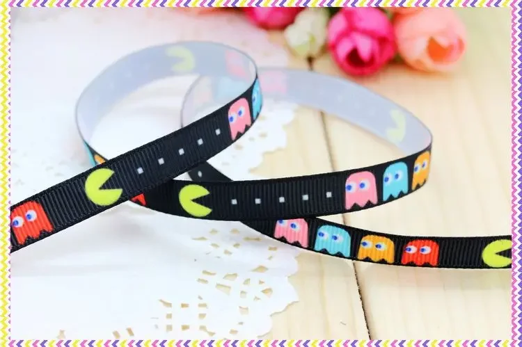 DHK 3/8'' 5yards game printed grosgrain ribbon headwear hair bow diy party decoration OEM Wholesale 9mm E1308