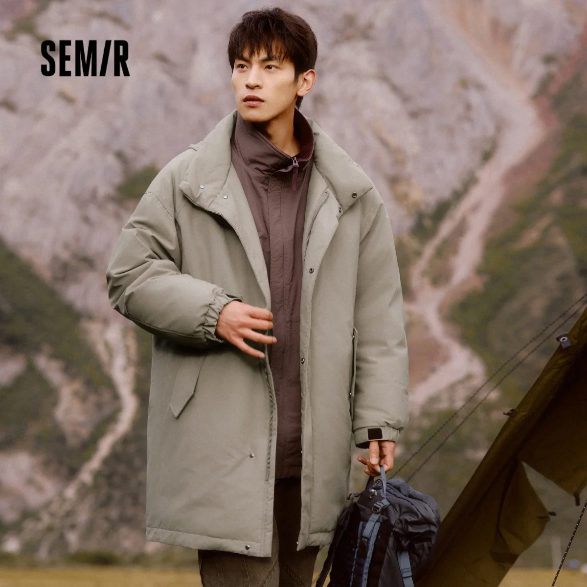 

Semir Мужская верхняя одежда средней длины, зимнее трехстойкое однотонное пальто с капюшоном большого размера, теплое повседневное пальто, мужская одежда, уличная одежда