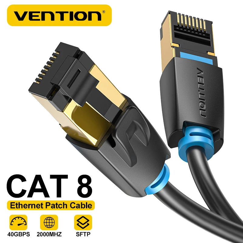 Vention CAT8 Ethernet Cable 40Gbps 2000MHz Cat 8 RJ45 Network Lan Patch Cord for Router Modem Internet PC Laptops PS5 RJ45 Cable