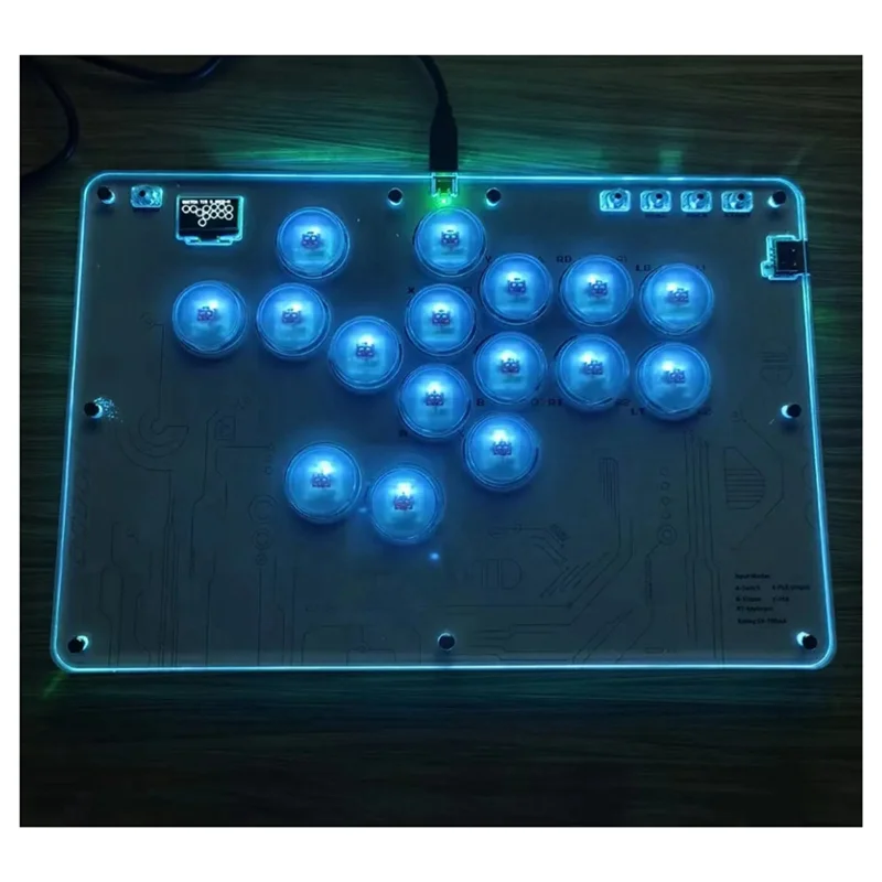 B68C ممر عصا التحكم Hitbox تحكم RGB القتال لعبة لوحة المفاتيح 16 مفاتيح جميع زر تحكم ل PS5 PS4 PS3 سطح البخار