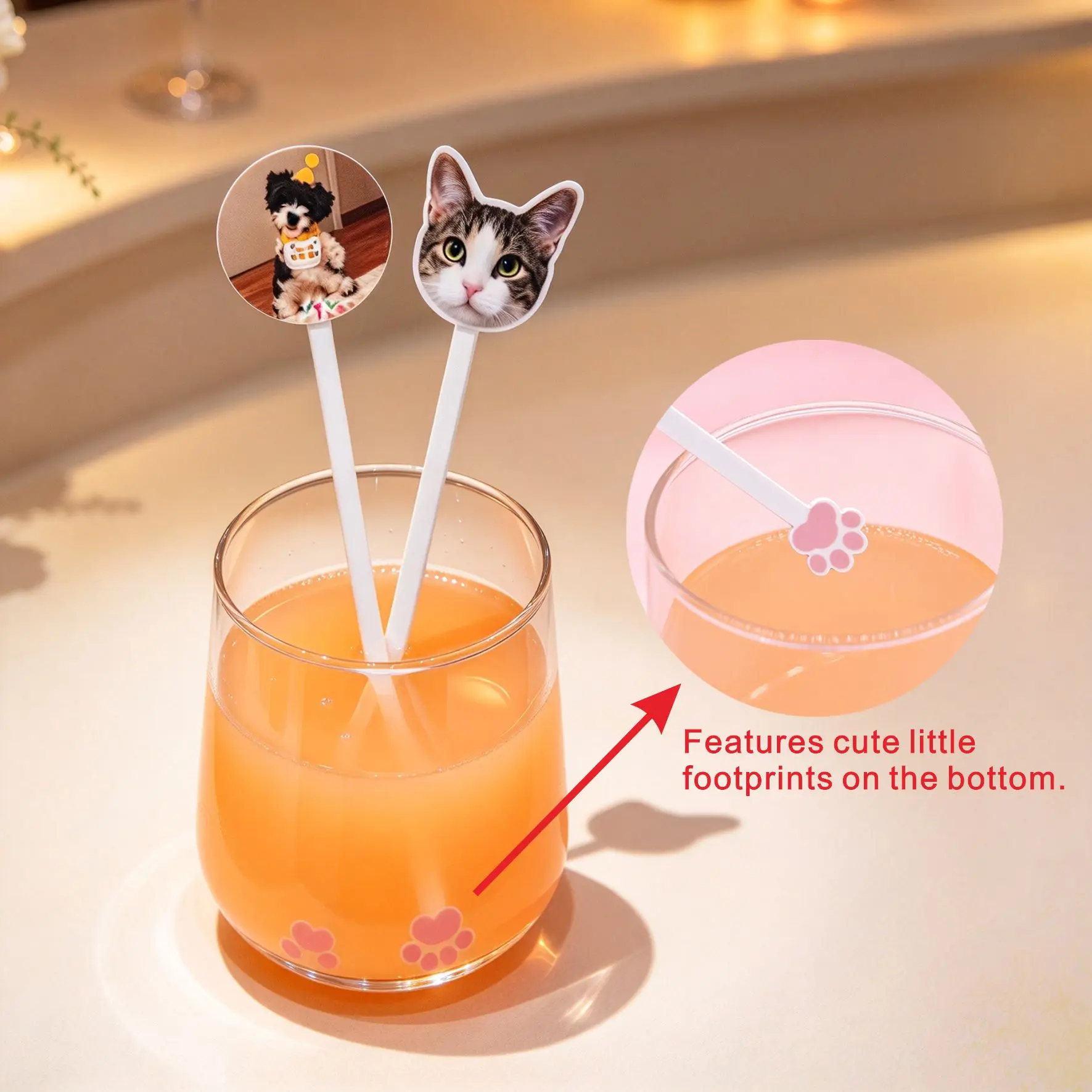 20/50/100Pcs Personalized Pet Cocktail Stirrers With cute animal feet- Custom Drink stirring stick Suitable for Wedding Baptism
