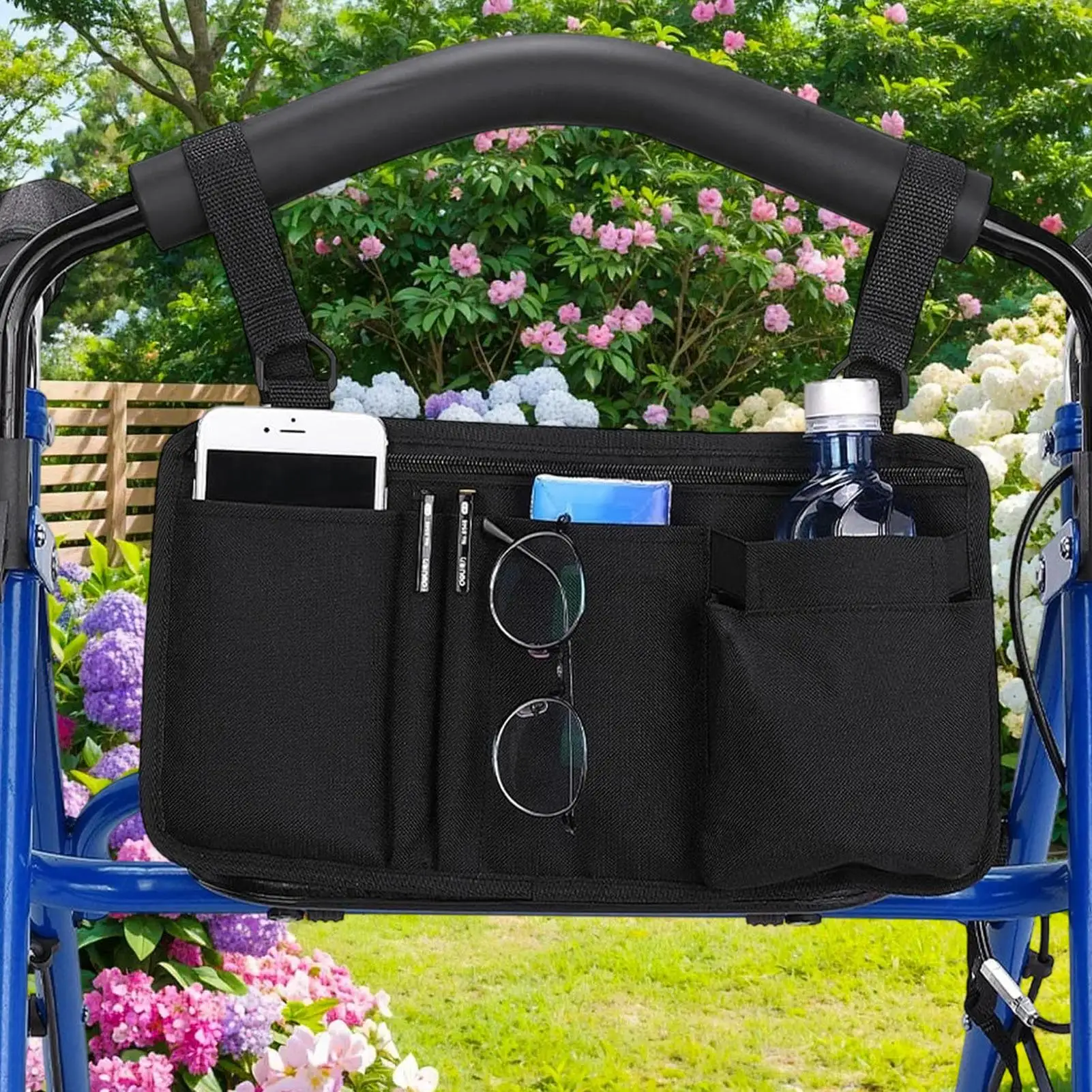 Wheelchair Side Storage Bag Oxford Cloth Durable Lightweight For Armrest Organizer Hanging Bag Walker Stroller Accessories