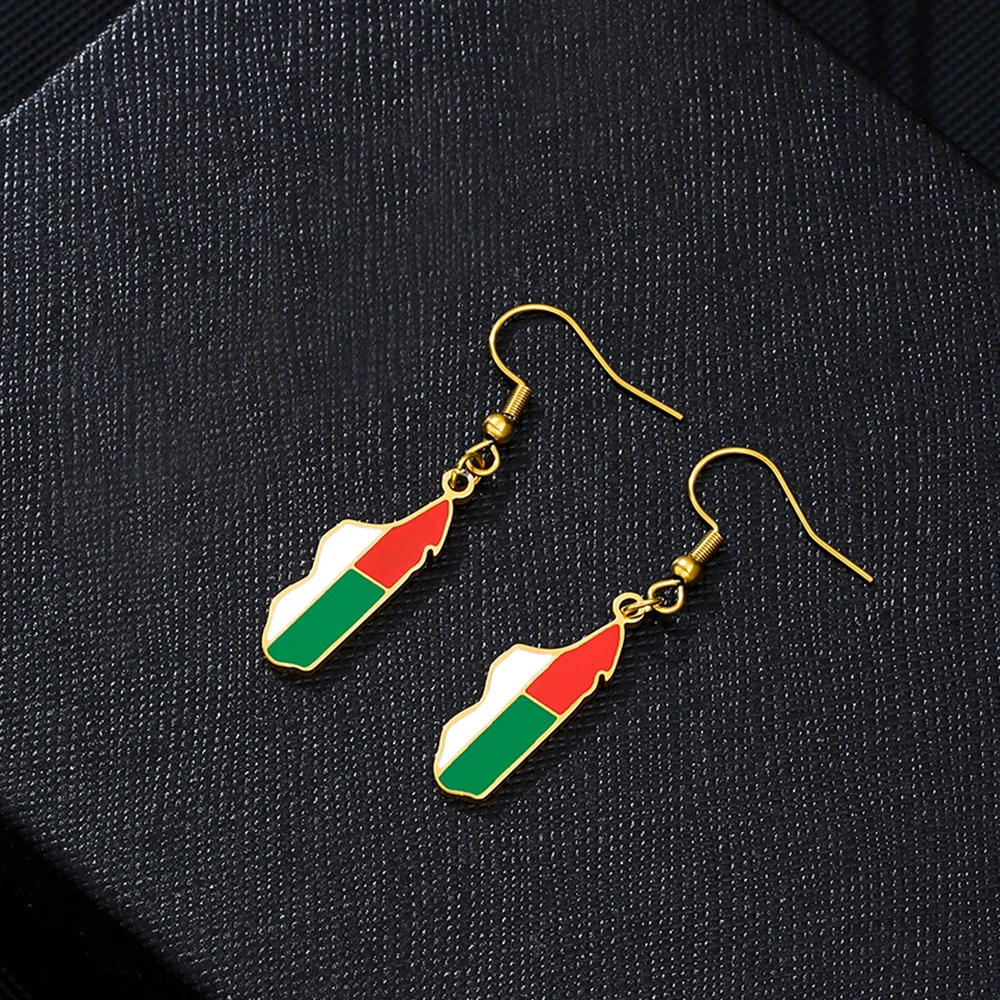 الفولاذ المقاوم للصدأ مدغشقر خريطة العلم أقراط موضة العرقية نمط استرخى أقراط للنساء السفر تحت عنوان المجوهرات