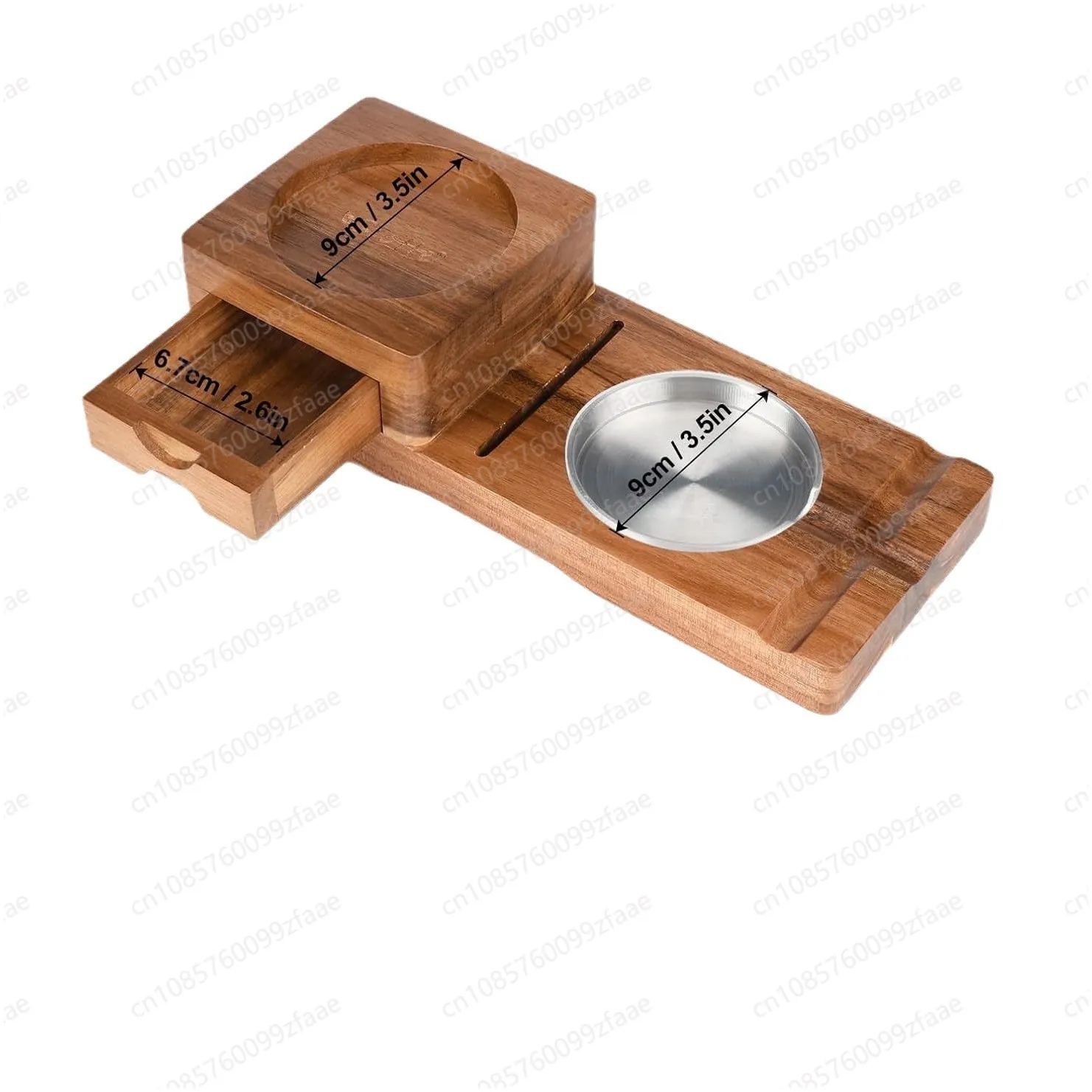 

One-piece solid wood cigar ashtray with drawer cigar cutter whiskey glass tray