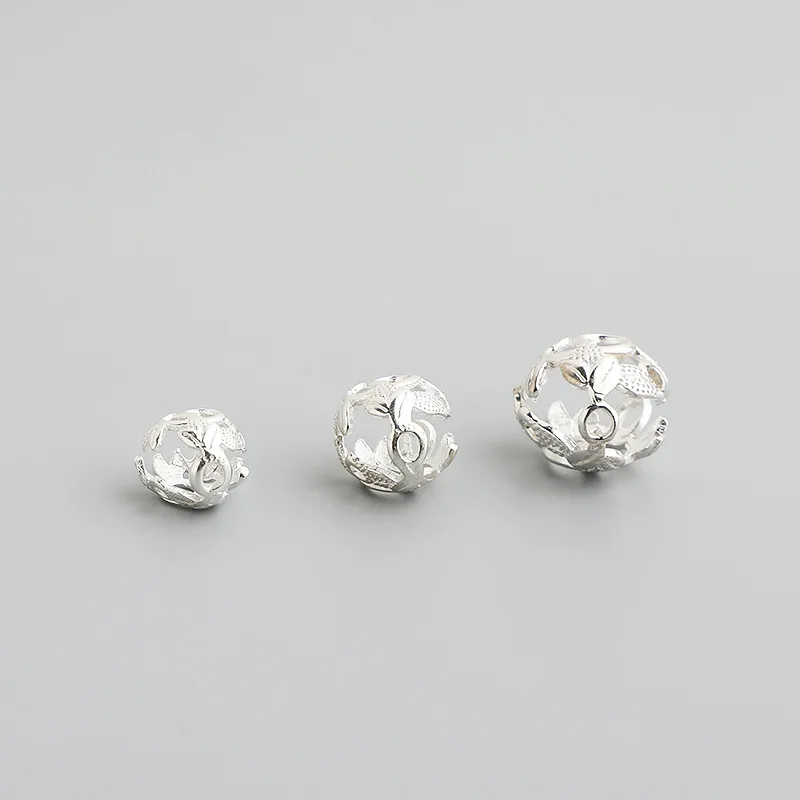 1pc 925 Sterling Silver Flower Bead Spacer Fit8 10 12mm Encircle Charm Silver Bead Caps Separator DIY Fine Jewelry Accessories