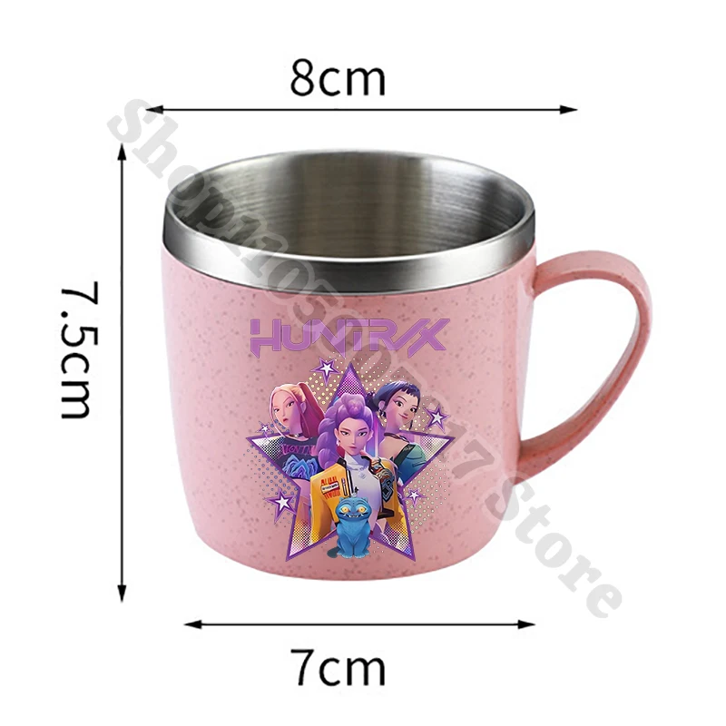KPop شيطان الصيادين الاطفال لطيف كوب من الفولاذ المقاوم للصدأ الكرتون أنيمي القدح للقهوة الشاي الحليب الكرتون حاوية المياه أكواب فرشاة الأسنان