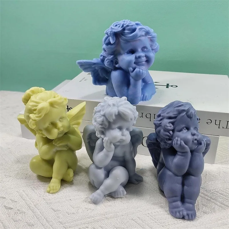 Big Cute Little Angel Baby Candle Silicone Mold Gypsum form Carving Art Aromatherapy Plaster Home Decoration Mold Gift Handmade