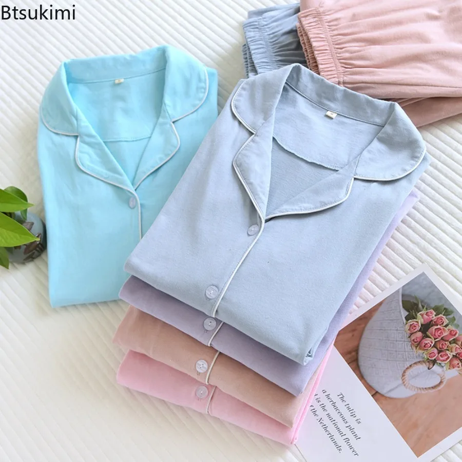 New Spring and Autumn Women's Pajamas Pure Cotton Long-sleeved Thick Warm Home Service Suit Solid Color Cardigan Sleepwear Lady