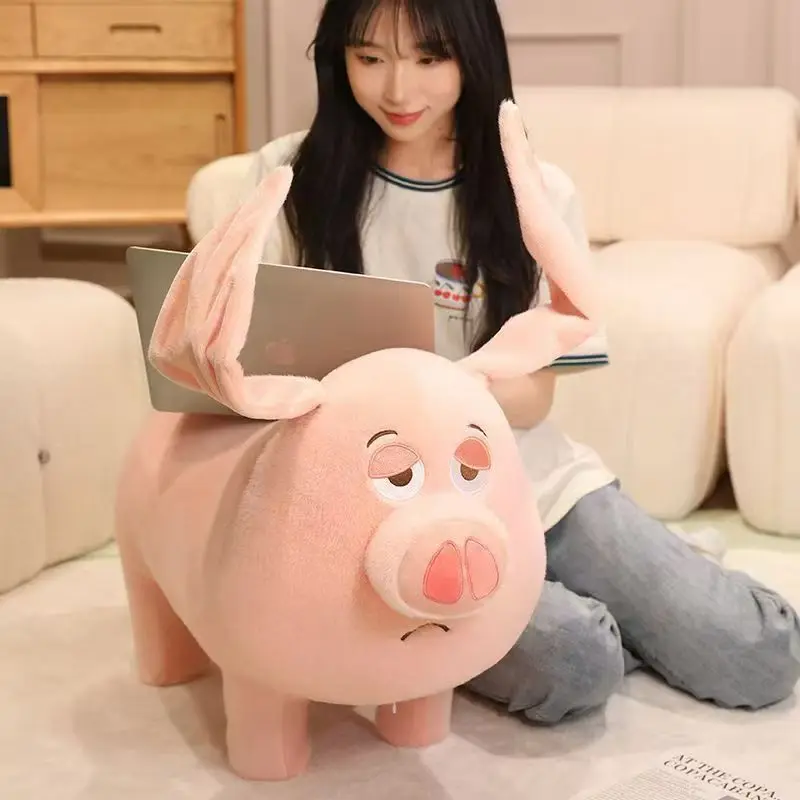 Pig-Shaped Rolling Stool - Solid Wood Kids Ottoman