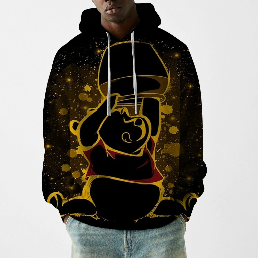 Sudadera con capucha con estampado 3D de Winnie the Pooh Vintage para hombre, ropa de calle de moda, sudadera informal de gran tamaño, estilo callejero cómodo