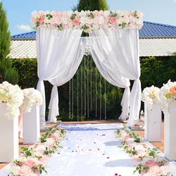 Arco de fila de flores artificiales, decoración de arreglo de mesa de banquete, Fondo de pared de peonía rosa, bricolaje, boda, fiesta de cumpleaños, hogar