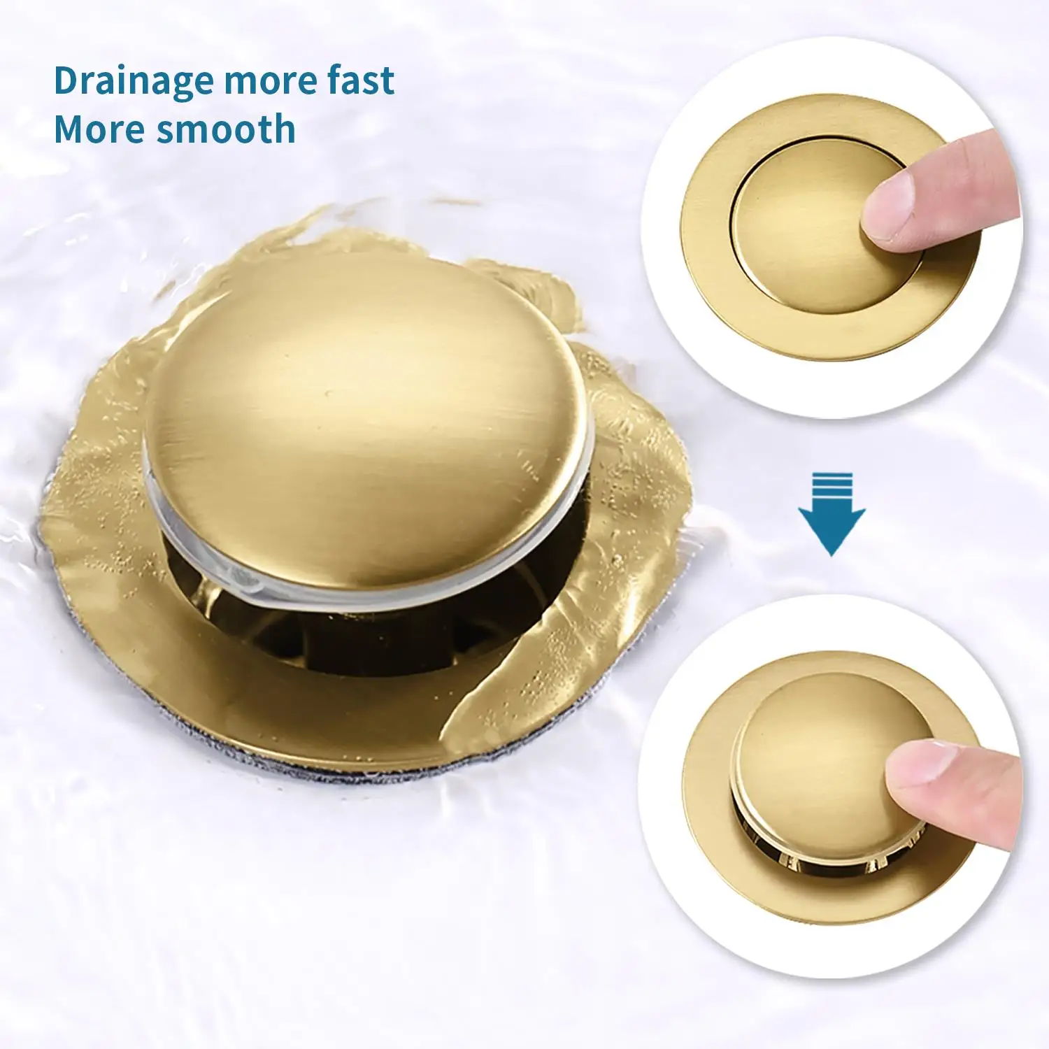 

Brushed Gold Bathroom Sink Drain with Strainer Basket - Vanity Sink Drain. Note: No Weekend Shipping Available!