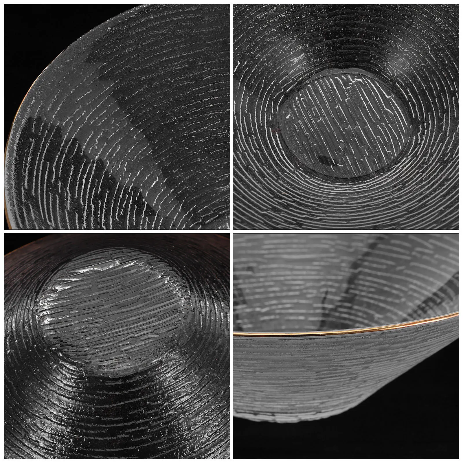 وعاء تقديم السلطة الزجاجية ذو الحافة الذهبية، وعاء فواكه أنيق لحفلات المطبخ وحفلات الزفاف والمطاعم وأطباق السلطة #4