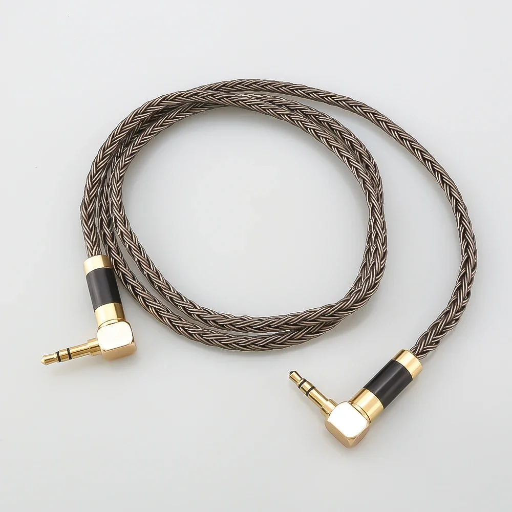 

16 Core 7N OCC 3.5mm right Angled male to 3.5 mm angled aux male audio input cable speaker line for Headphone sound pc earpiece