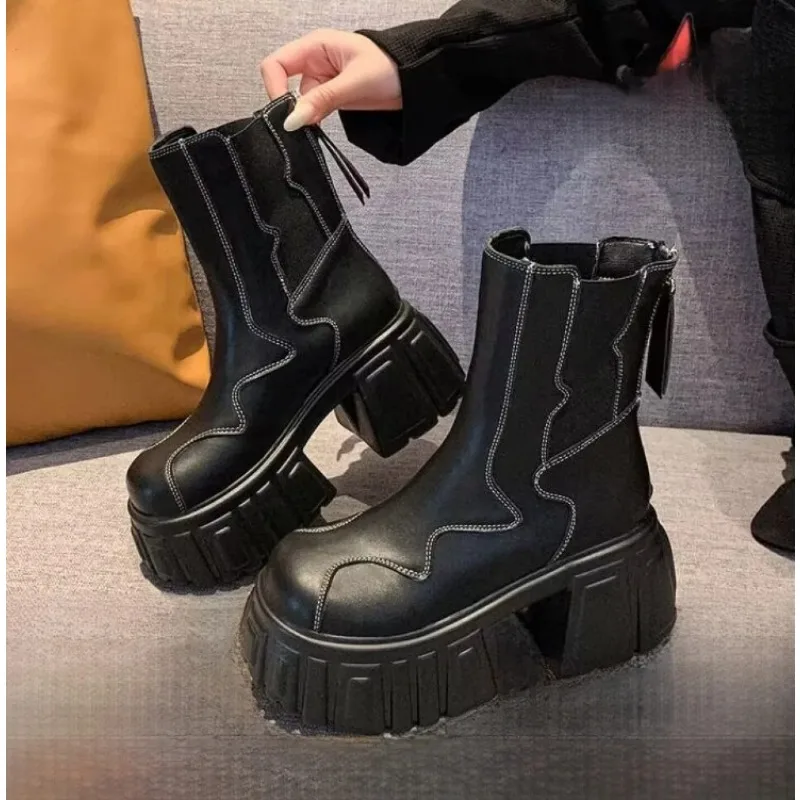Chelsea Boots Damen Thi Bot High Heel Stiefel Herbst Winter Ort Boot Briti Sle Ultra High Heel Chunky Heel
