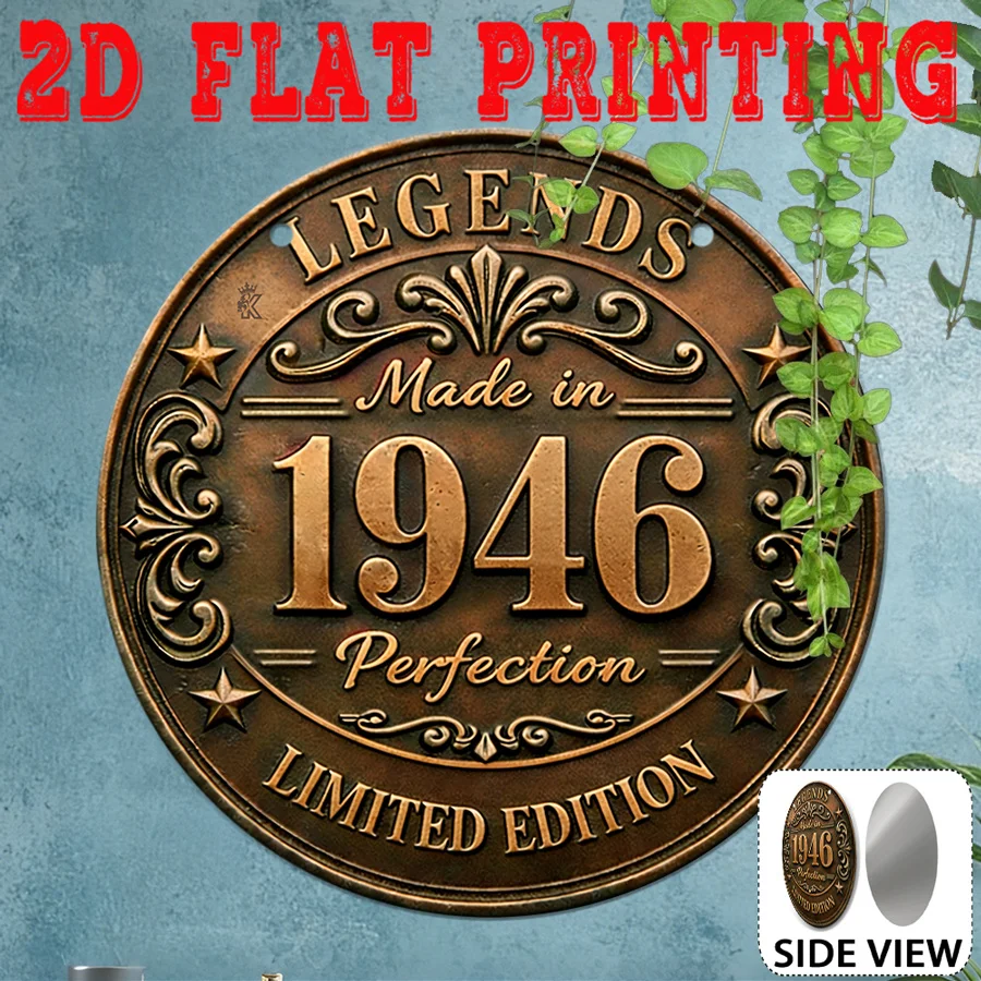 2D Flat, 1pc, Vintage Metal Aluminum Sign, Decorative Sign (8' * 8'), 1946 Perfection LIMITED EDITION, Premium Wall Decor, Moder