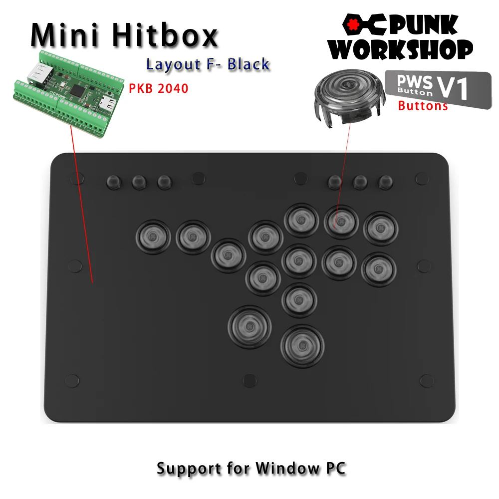 Punk Workshop Leverless Mini HitBox Layout D SOCD Fighting Stick
