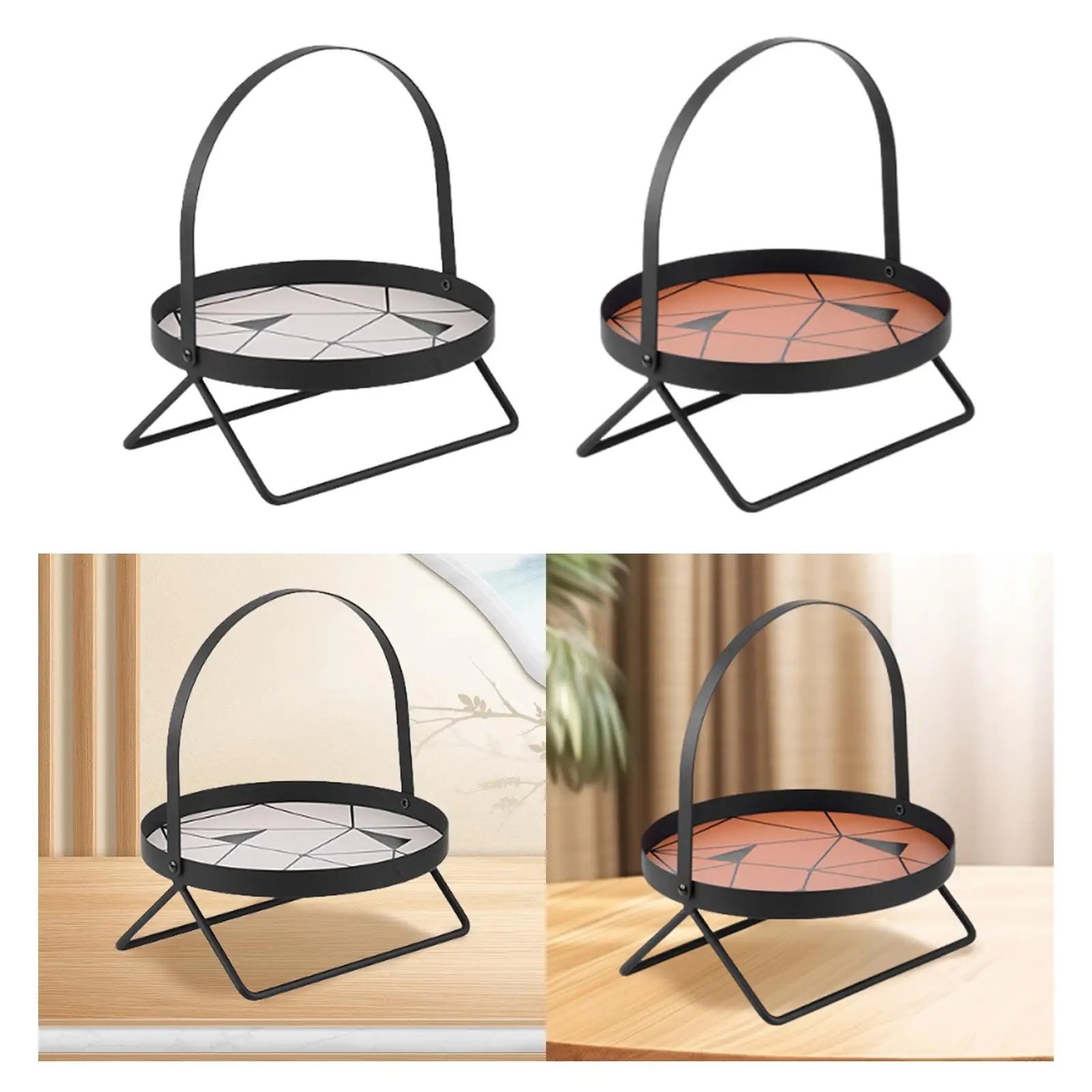 Bedroom Round Storage Tray Makeup Perfume Holder Rotating Lifting Handle Entrance Organizer Sundries Organizer for Dresser