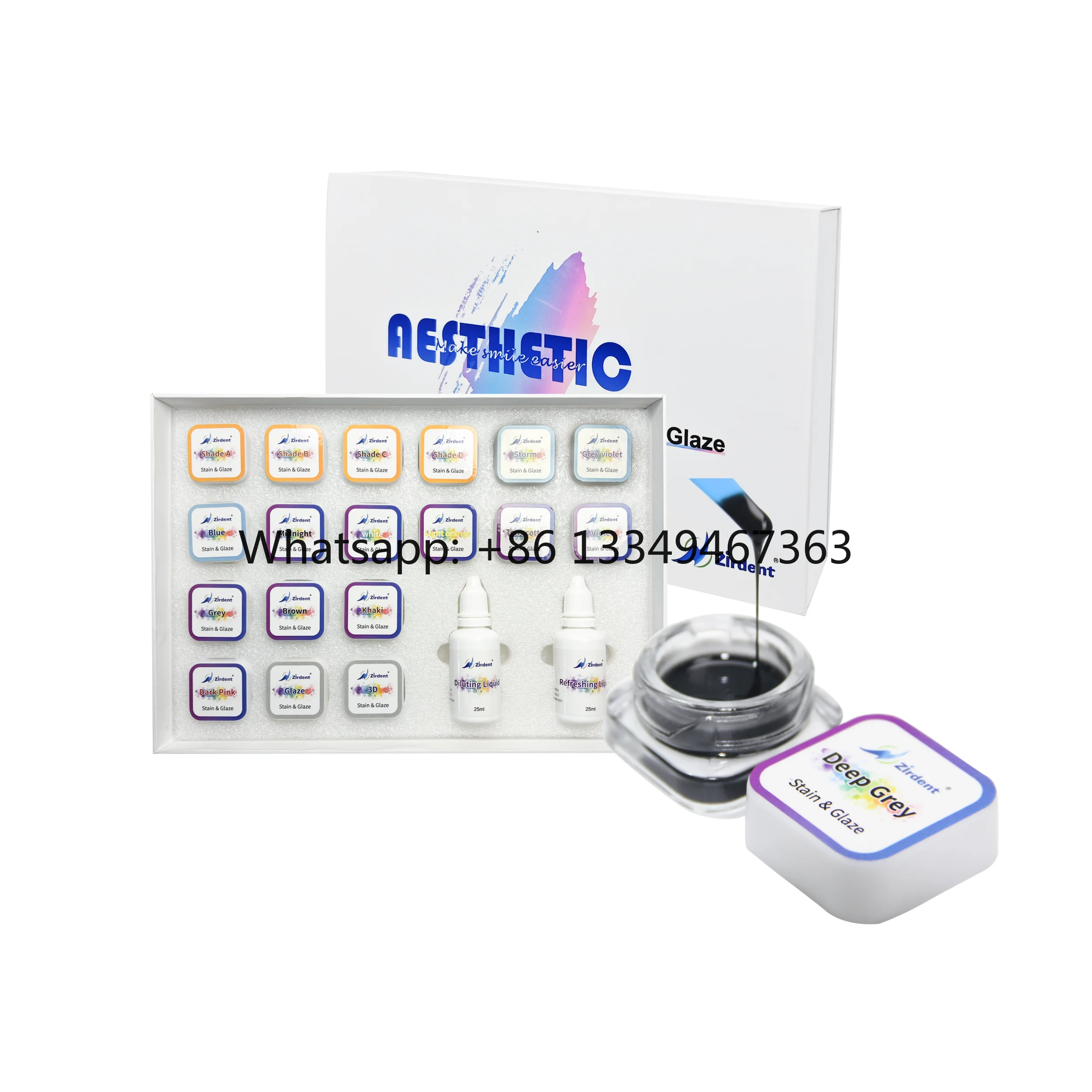 Advanced Facility 18 Shades Stain Glaze Kit Esthetic Zirconia Lab Material Dental Stain and Glaze Light Cure