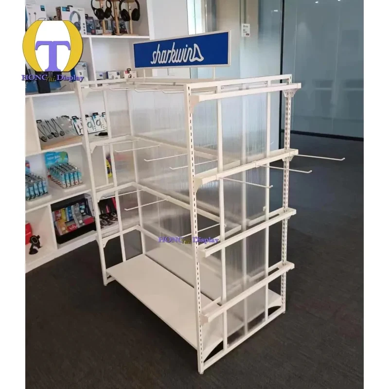 

custom.Simple Big Capacity Hat Shoes Clothes Supermarket Shelves Beautiful White Gondola Shelving Shopping Mall