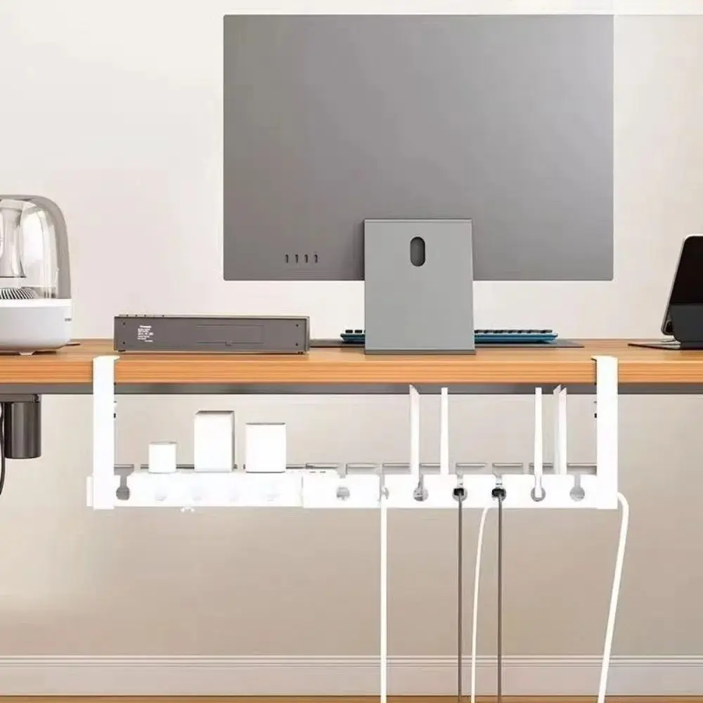 Extendable Under Desk Cable Management Tray Sturdy No Drilling Cord Hider Raceway Space Saving Wire Organizer Cable Tray