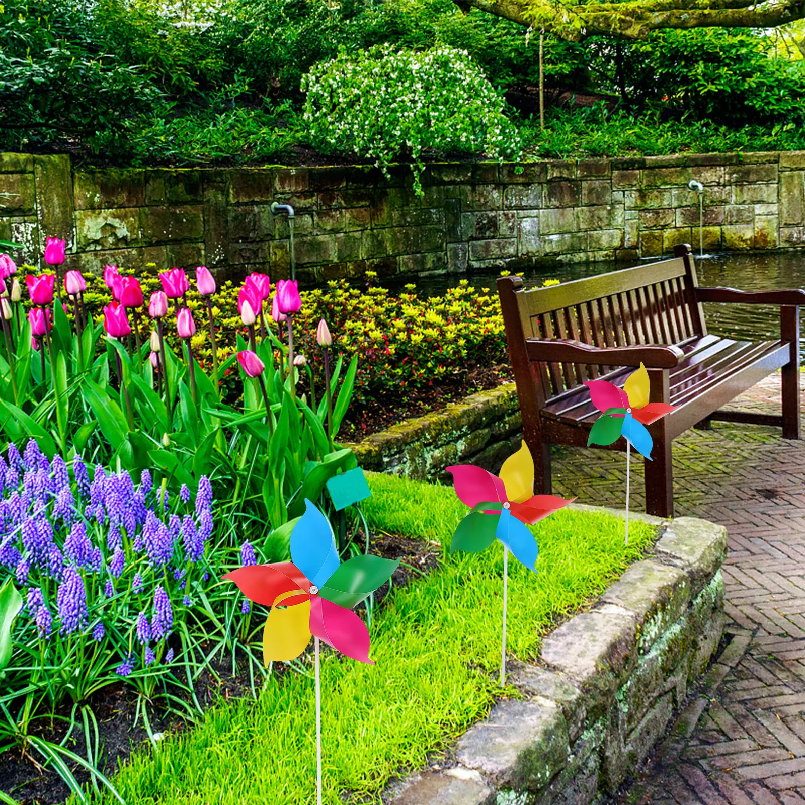 

25 шт. разноцветных пластиковых ветряных мельниц: яркие, долговечные, для сада, вечеринок, свадеб, декоративные уличные украшения, подарок для детей