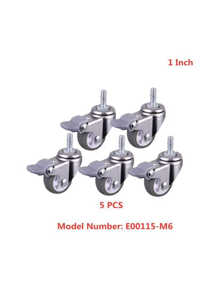 5 Pcs/Lot 1 Inch Gray Tpe Screw Brake Wheel M6 With Lock Pulley Beauty Instrument Universal