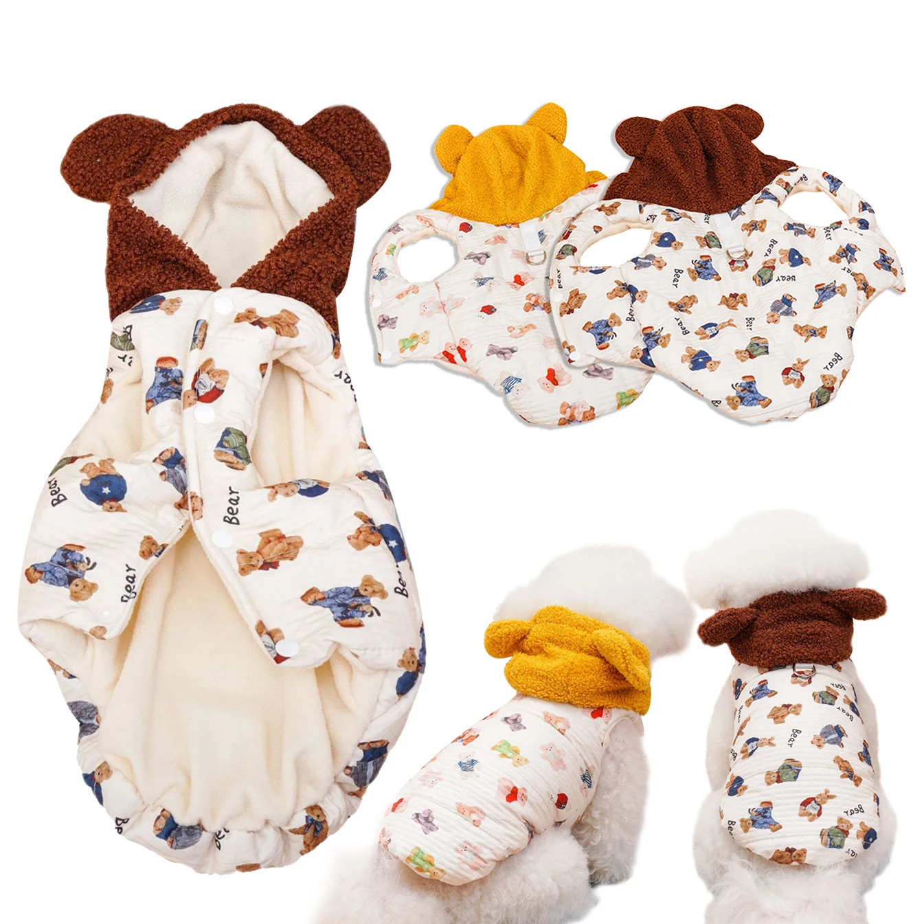 

New Winter Warm Dog Hooded Vest, Cozy Fleece Pet Clothes with Hoodie, Small Medium Large Dog Jacket, Cute Puppy Coat