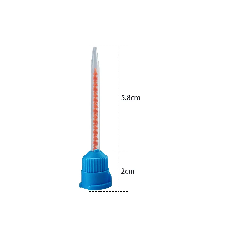 Puntas de mezcla dentales desechables para Material de impresión, tubo de cabezal de mezcla de transporte de laboratorio de goma de silicona, azul,