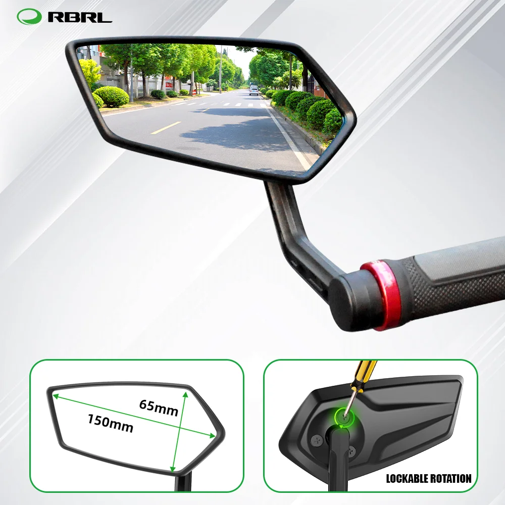 

RBRL Anti Vibration Bike Mirror 360 Adjustable Bar End Mirror for Road Bike MTB Stable Tight Lock Clear Bicycle Rear View Mirror