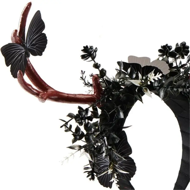 

49MF Devil Horn Gothic Horn Headbands for Halloween Costume Cosplay Party Headpiece