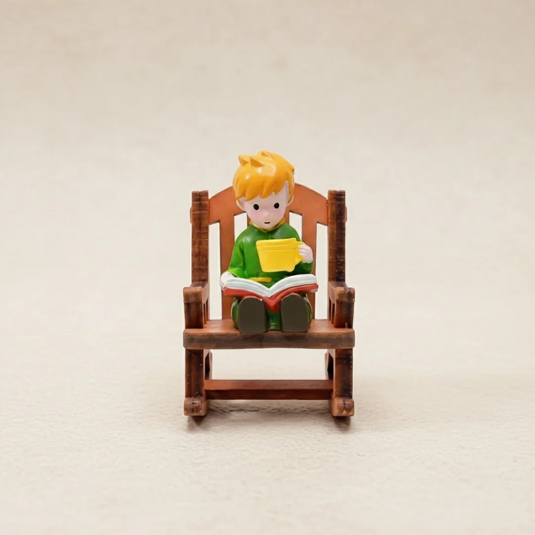 Fairy Tale Prince Rocking Chair Reading Figurine Cute Miniature Desktop Ornament for Home Office Shelf Dreamy Gift For Children