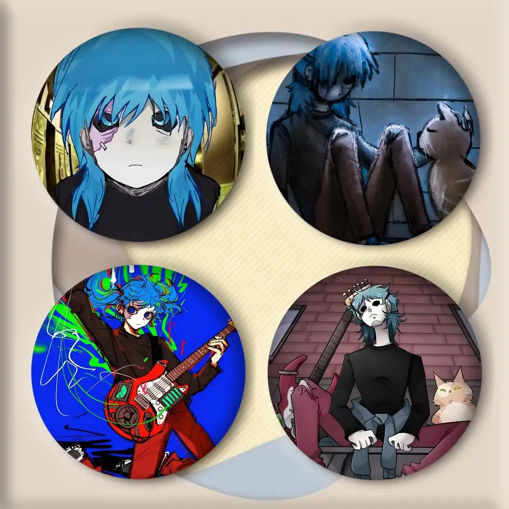 Cartoon Game Anime S-Sally F-Face Manga Badge Tinplate Round Laser Brooch Clothes Backpack Accessories Lapel