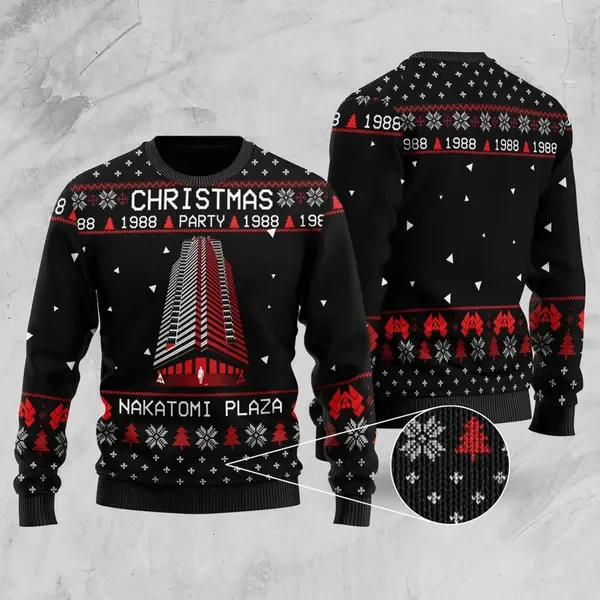 Christmas Nakatomi Plaza Ugly Sweater 3d Fashion Pullover Hip Hop Streetwear Menswear Funny Ugly Christmas Knitted Sweater