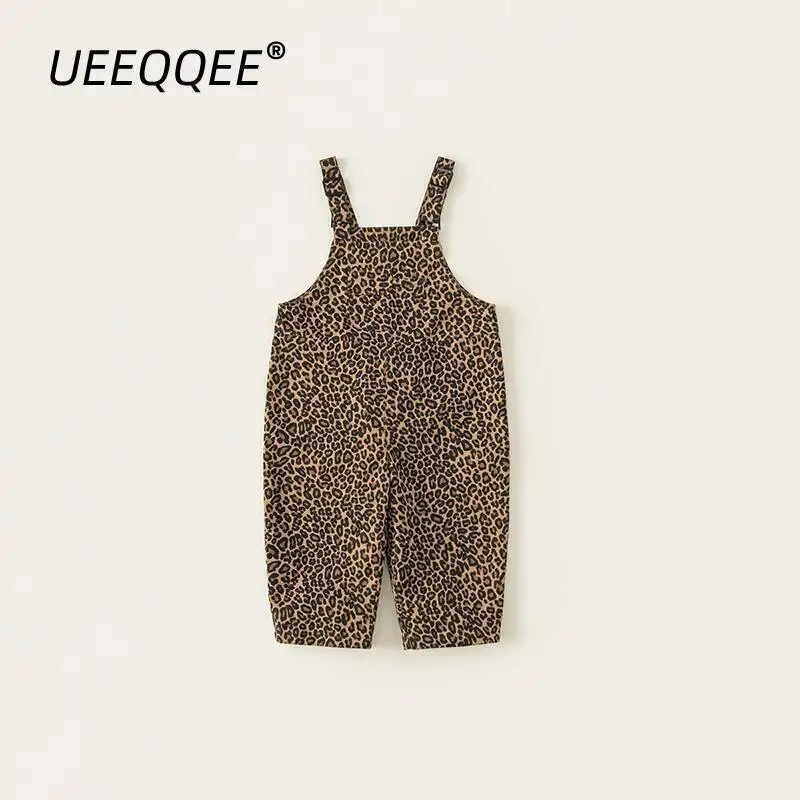 

Spring Autumn Children Overalls 1-8Y Girls Cotton Leopard Bib Pants Korean Rompers Trousers Toddler Wear For Kids Clothing New