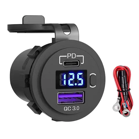 고속 충전 3.0 USB SUV 차량용 충전기, 방수 36W 타입 C PD 콘센트, 온 오프 전원 스위치 부품 포함, 12V, 24V