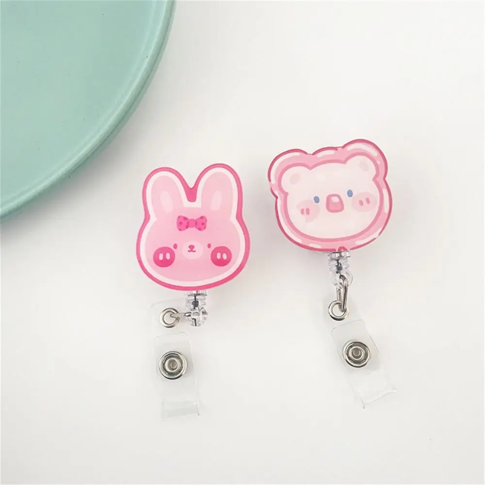 Name Tag Hospital Bear Rabbit Students Chest Card Retractable Badge Reel Nurse Badge Holder ID Card Clips Name Card Holder