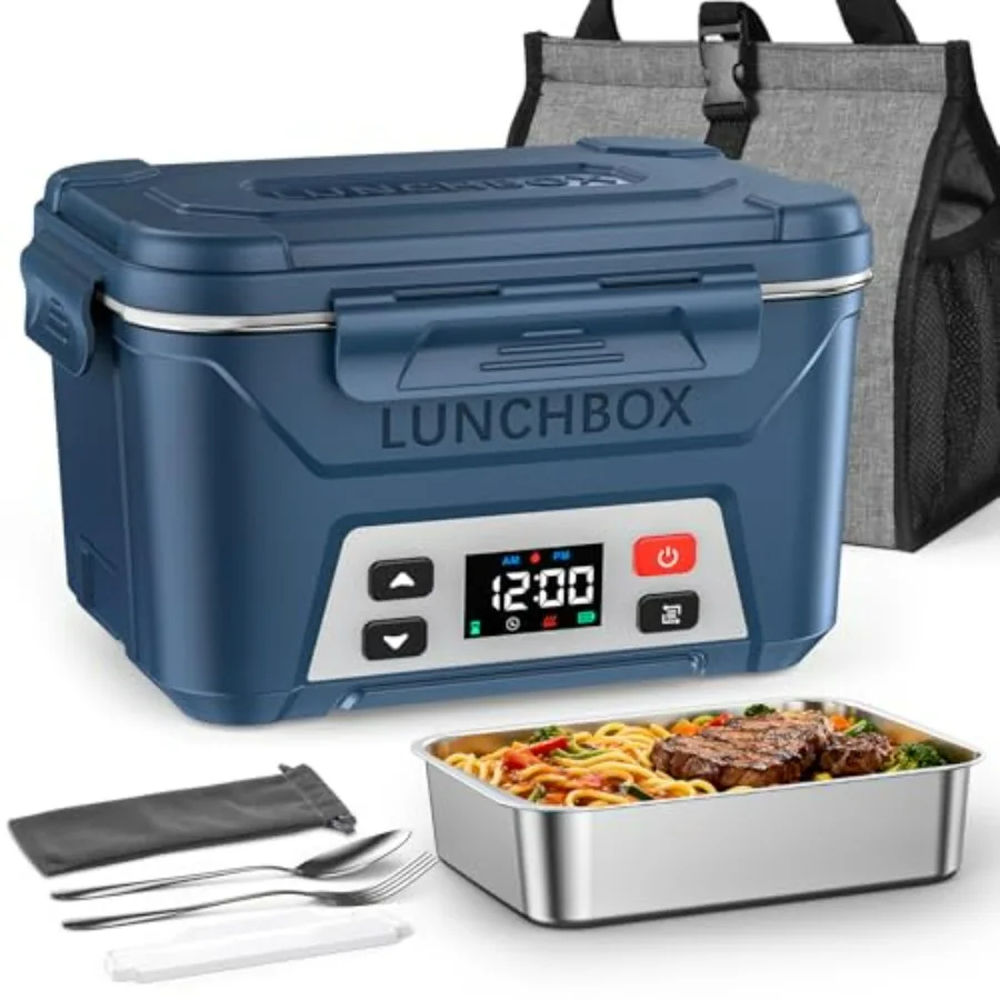 

Cordless Electric Lunch Box for Adults 5.5 Cups Rechargeable Self Heating Food Warmer with Memory Function Automatic Keep Warm