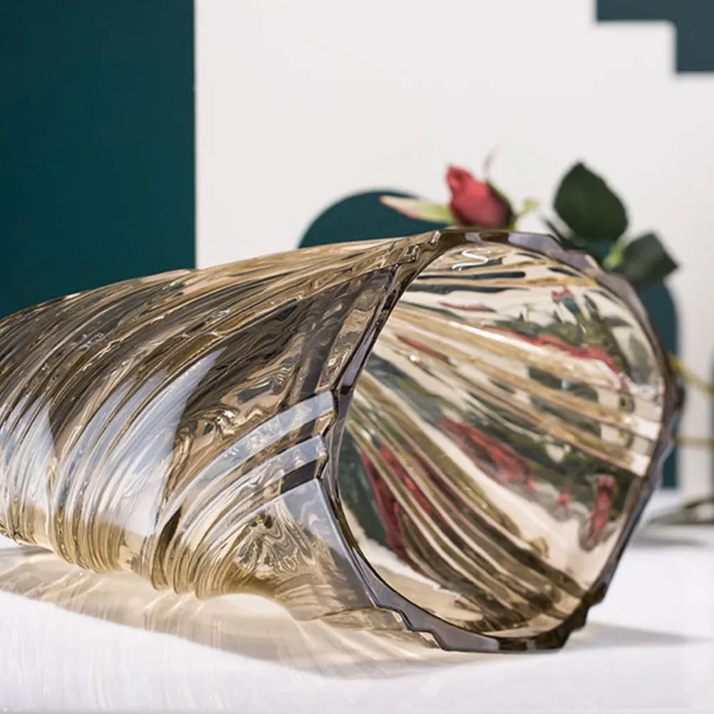 

1Pcs Crystal Glass Flower Vase Brown High Temperature Fired Decorative Vase Desktop Flower Arrangement Container
