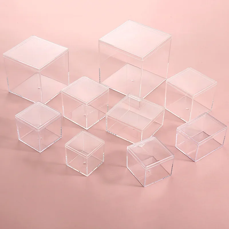 12 PCS Transparent Acrylic Boxes With Cover Plastic Organizer Gift Packing Box Food Candy Storage Container For Home  Display