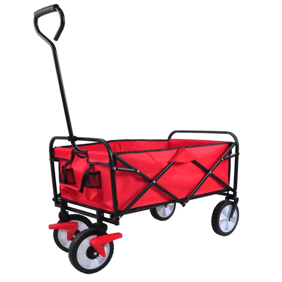 Opvouwbare wagen Tuin Winkelen Strandwagen Rood